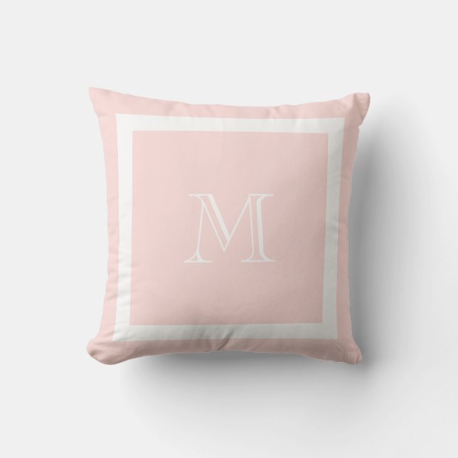 Blush Pink Classic Monogram Sierkussen (Voorkant)