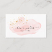 Blush Pink Cloud Gold Speckles Yoga Studio Visitekaartje (Voorkant)