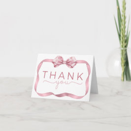 Blush Pink Coquette Bedankt Card – Elegant Bow B