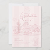 Blush Pink Cowgirl Afstuderen Invitation Party Kaart (Voorkant)