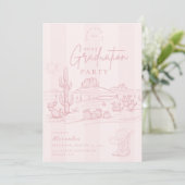 Blush Pink Cowgirl Afstuderen Invitation Party Kaart (Staand voorkant)