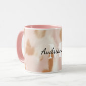 Blush Pink Cowgirl Koeienhuid monogram Mok (Voorkant links)