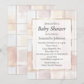 Blush Pink Cream Abstract Squares Baby Shower Kaart (Voorkant / Achterkant)