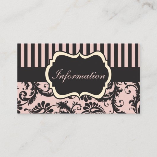 Blush PInk, Cream, Grey Damask Enclosure Kaart (Voorkant)