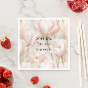 Blush Pink Cream Tulips Flowers Vrijgezellenfeest Servet