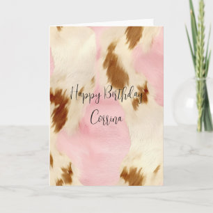 Blush Pink Cream Wit Bruin Koeienhuid Kaart