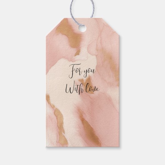 Blush Pink Cream Wit Goud Koeienhuid Cadeaulabel (Voorkant)