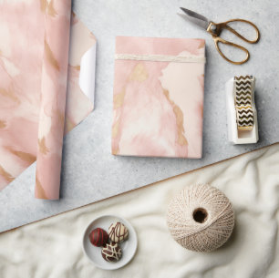 Blush Pink Cream Wit Goud Koeienhuid Cadeaupapier