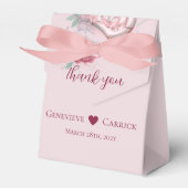 Blush Pink & Crimson Red Wedding Bedankdoosjes (Voorkant Zijde)