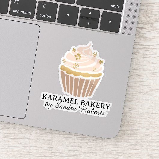Blush Pink Cupcake Bakkerij Business Cut Sticker (Detail)