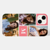 Blush Pink Custom 3 Photo Collage Monogramed Case-Mate iPhone Case (Achterkant (horizontaal))