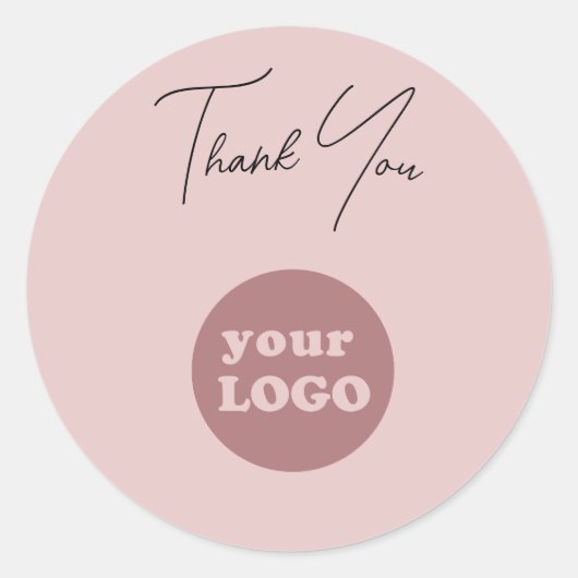 Blush Pink Custom Business Logo Bedankt Ronde Sticker (Voorkant)