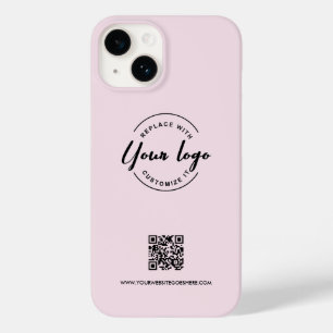 Blush Pink Custom Business Logo Website QR-code Case-Mate iPhone 14 Hoesje