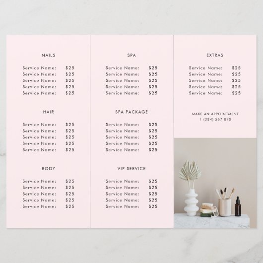 Blush Pink Custom Logo Business Trifold Brochure (Achterkant)