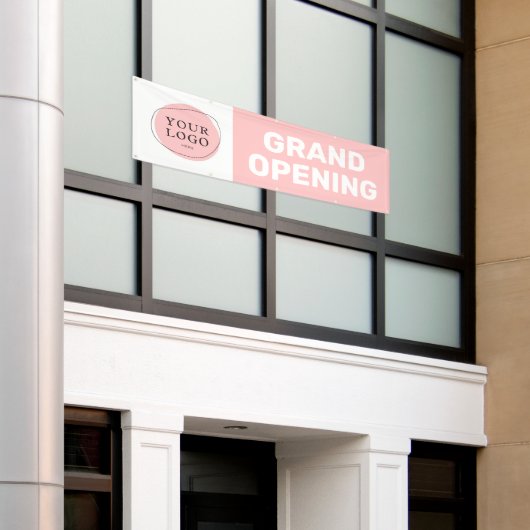 Blush Pink Custom Logo Grand Opening Business Spandoek (Buitenkant Gebouw)