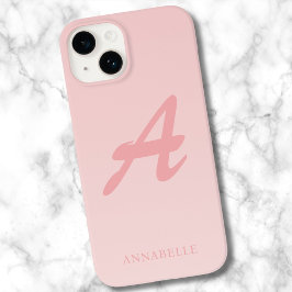 Blush Pink Custom Monogram Naam Case-Mate iPhone 14 Hoesje