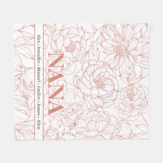 Blush Pink Custom NANA Names Fleece Deken (Voorkant (Horizontaal))