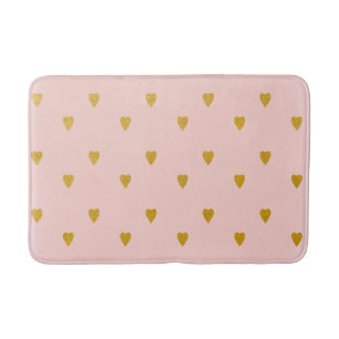 Blush Pink & Cute Gold Hearts Badmat