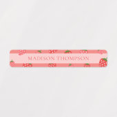 Blush Pink Cute Strawberry Waterproof Name Kinder Labels (Design 1)