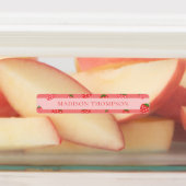 Blush Pink Cute Strawberry Waterproof Name Kinder Labels (Aangebracht)