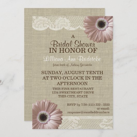 Blush Pink Daisy en Kant Vrijgezellenfeest Kaart (Voorkant / Achterkant)