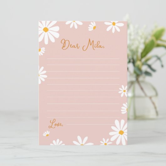 Blush Pink Daisy Time Capsule Note Message Kaart (Staand voorkant)