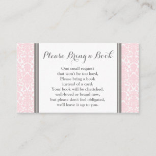 Blush Pink Damask Baby shower Boek Aanvraag Kaart