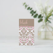 Blush Pink Damask Elegant Visitekaartje (Staand voorkant)