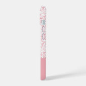 Blush Pink Damask Pattern Monogram iPhone 14 Hoesj iPhone 15 Hoesje (Linkerkant)