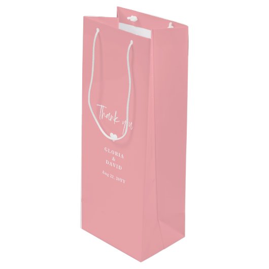 Blush Pink Dank u bruiloft Wijn Cadeautas (Voorkant Gekanteld)