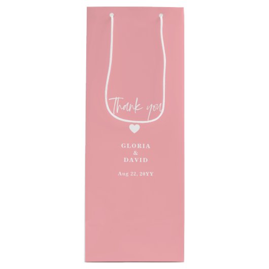 Blush Pink Dank u bruiloft Wijn Cadeautas (Voorkant)