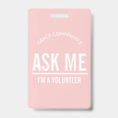 Blush Pink Demandez-moi que je suis un badge d'ide (Front)