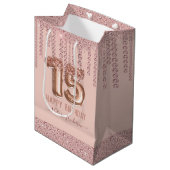 Blush Pink Diamond Drips Happy 15th Birthday Medium Cadeauzakje (Voorkant Gekanteld)