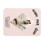 Blush Pink Diamond Foto Bruiloft Save the Date Magneet (Horizontaal)
