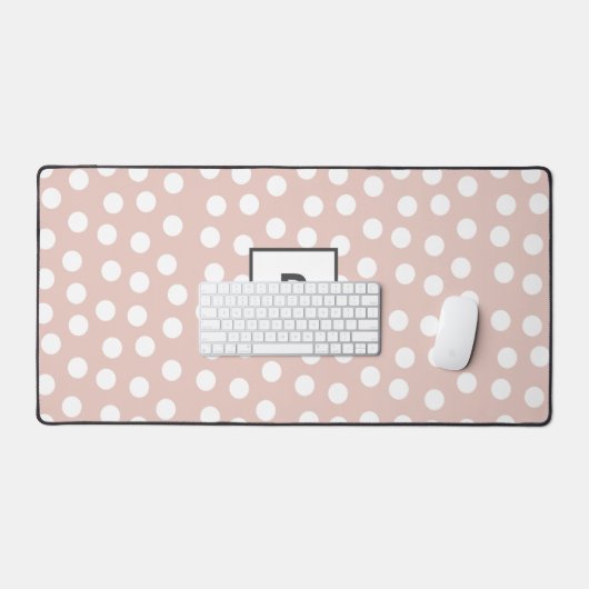 Blush pink dotted monogram bureaumat (Keyboard & Muis)