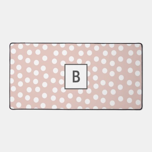 Blush pink dotted monogram bureaumat (Voorkant)