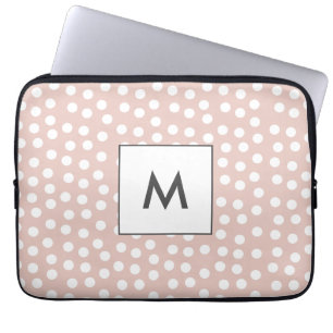 Blush pink dotted monogram laptop sleeve