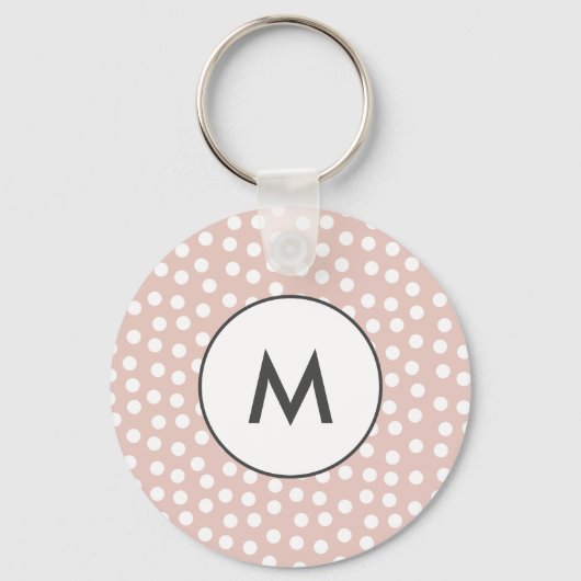 Blush pink dotted monogram sleutelhanger (Voorkant)