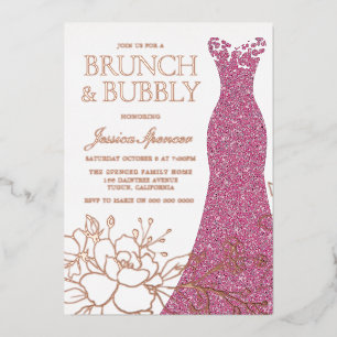 Blush Pink Dress Vrijgezellenfeest Roos Gold Folie Uitnodiging