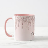 Blush pink drips monogram initialen mok (Links)