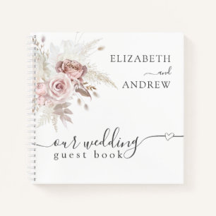 Blush Pink Dusty Roos Floral Wedding Gastenboek Notitieboek
