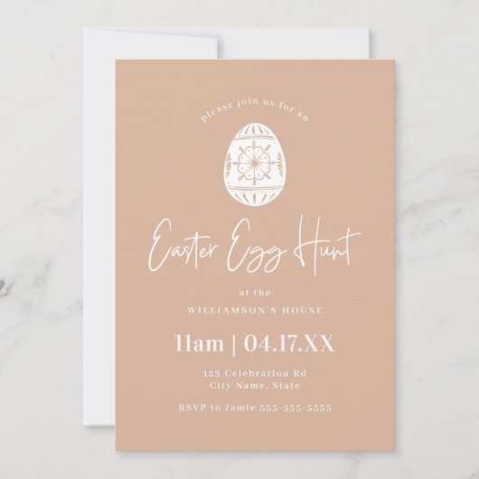 Blush Pink Easter Egg Hunt Invitation Kaart (Voorkant)