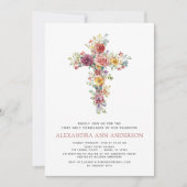 Blush Pink Eerste Heilige Communie Roos Groen Kaart (Voorkant)