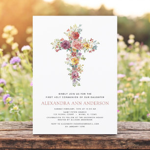 Blush Pink Eerste Heilige Communie Roos Groen Kaart