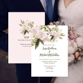 Blush Pink Elegant Bloemen met RSVP Kaart