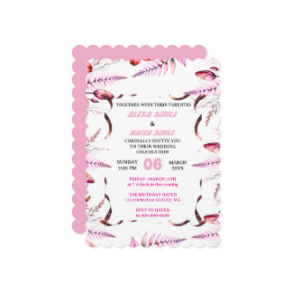 Blush Pink Elegant Gold Wedding Invitation , Whit