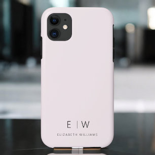 Blush Pink Elegant Minimalist Monogram Naam iPhone 11 Hoesje
