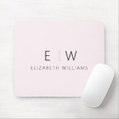 Blush Pink Elegant Minimalist Monogram Naam Muismat (Met muis)