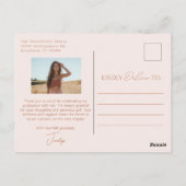 Blush Pink Elegant Modern Afstuderen Bedankt Briefkaart (Achterkant)