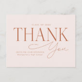 Blush Pink Elegant Modern Afstuderen Bedankt Briefkaart (Voorkant)